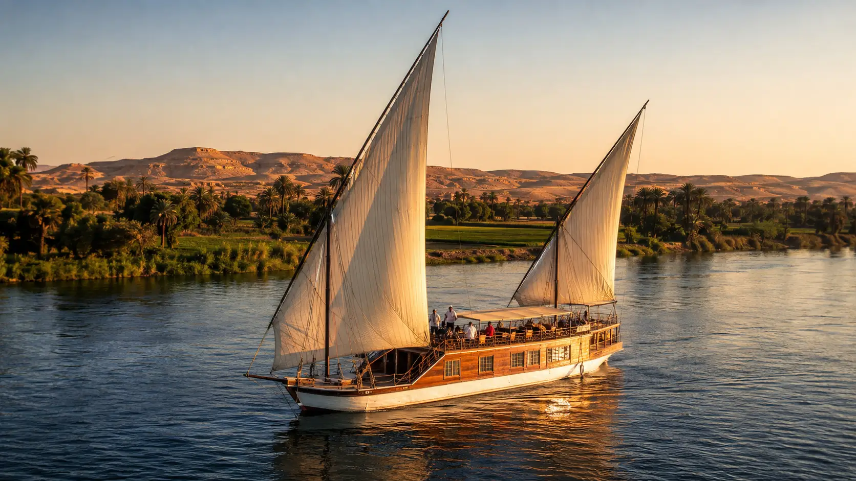 7 night Nile River cruise on a private dahabiya between Luxor and Aswan.